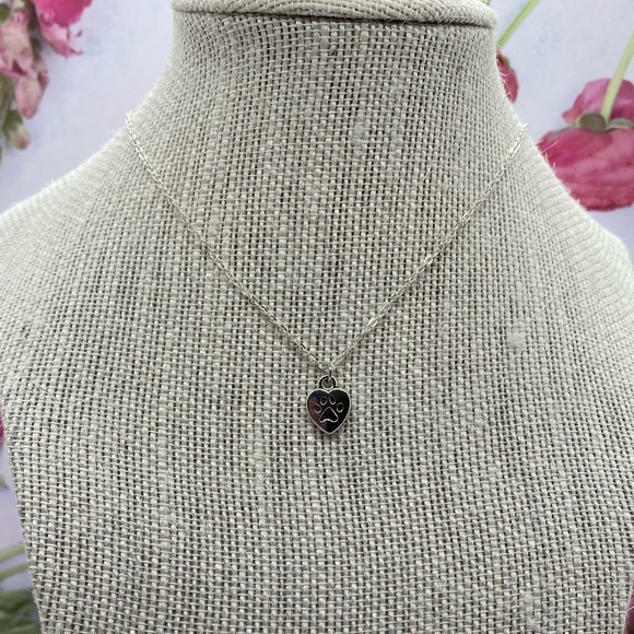 2 for$15 -Dog lover paw reversible silver pendant charm necklace - Picture 2 of 3